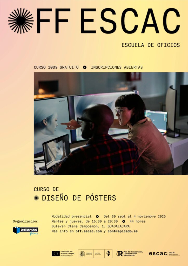 Cartel Curso Diseño de posters en Guadalajara - Contrapicado Films